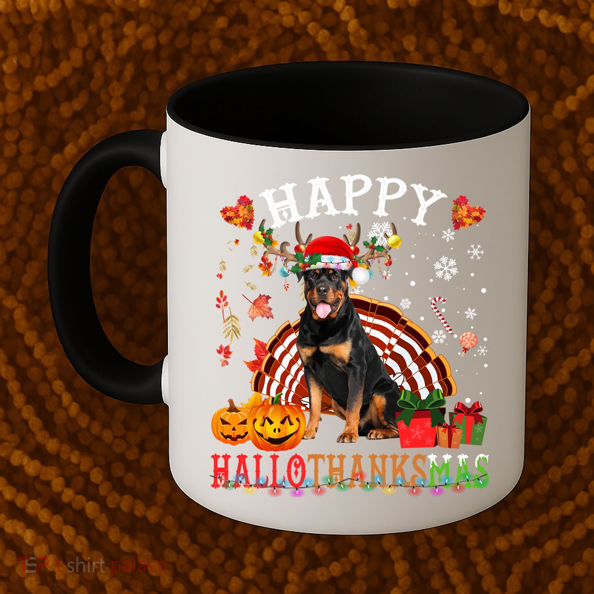Halloween Thanksgiving Christmas Rottweiler Hallothanksmas Gift Coffee Mug