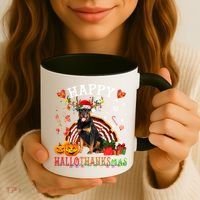 Halloween Thanksgiving Christmas Rottweiler Hallothanksmas Gift Coffee Mug thumb 3