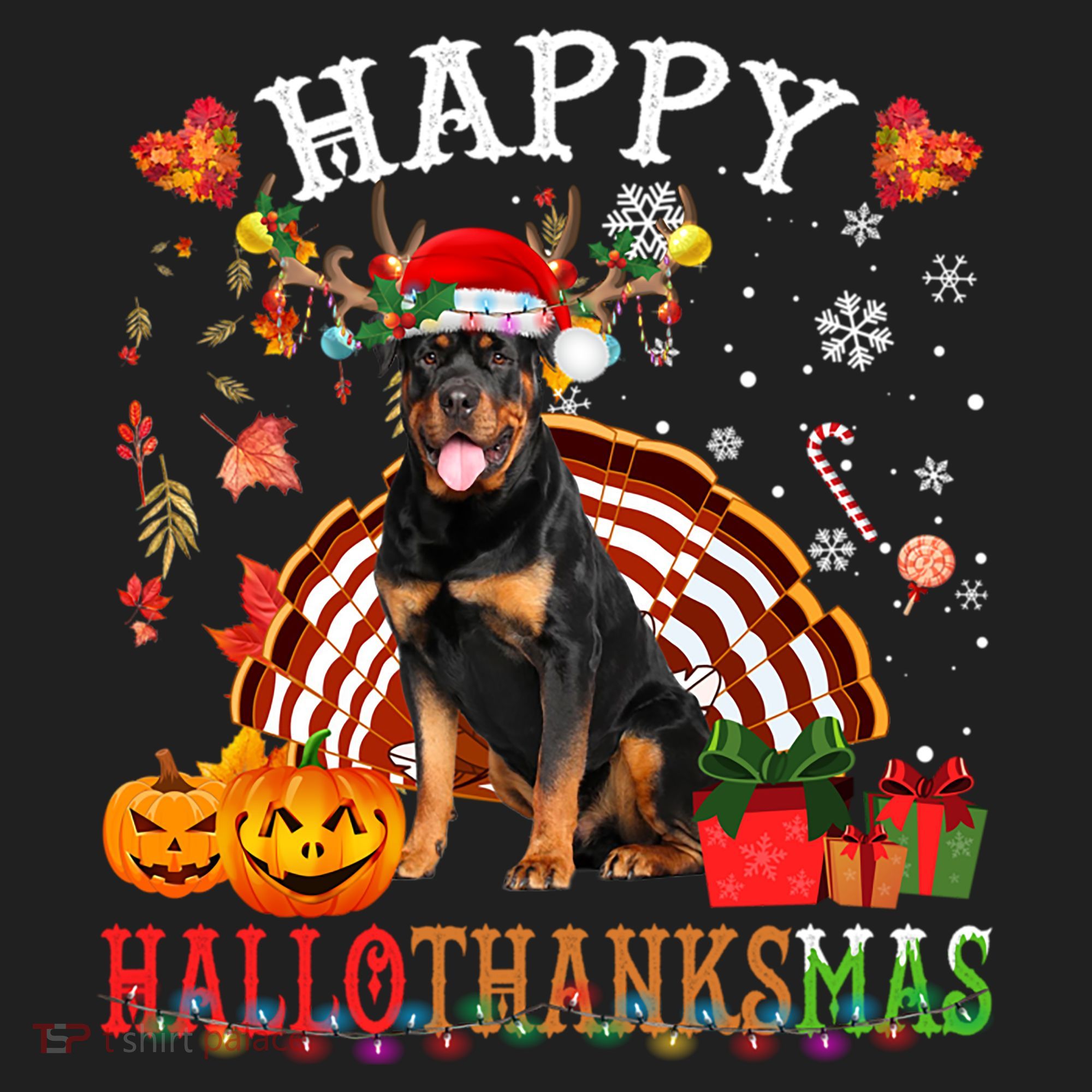 Halloween Thanksgiving Christmas Rottweiler Hallothanksmas Gift Beanie
