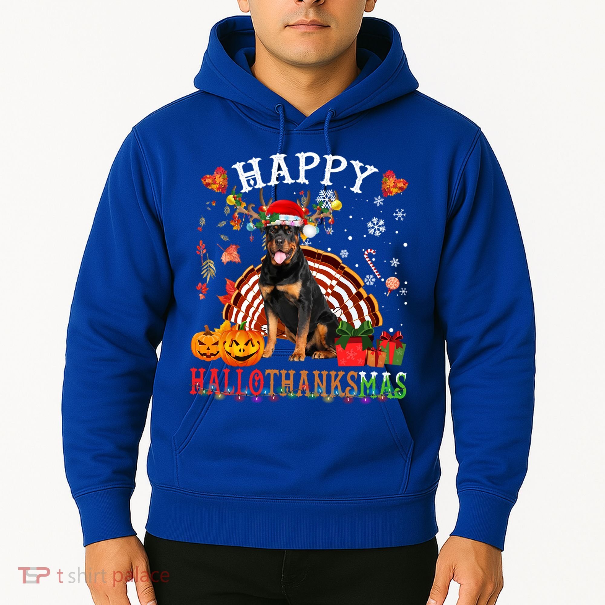 Halloween Thanksgiving Christmas Rottweiler Hallothanksmas Gift Hoodie