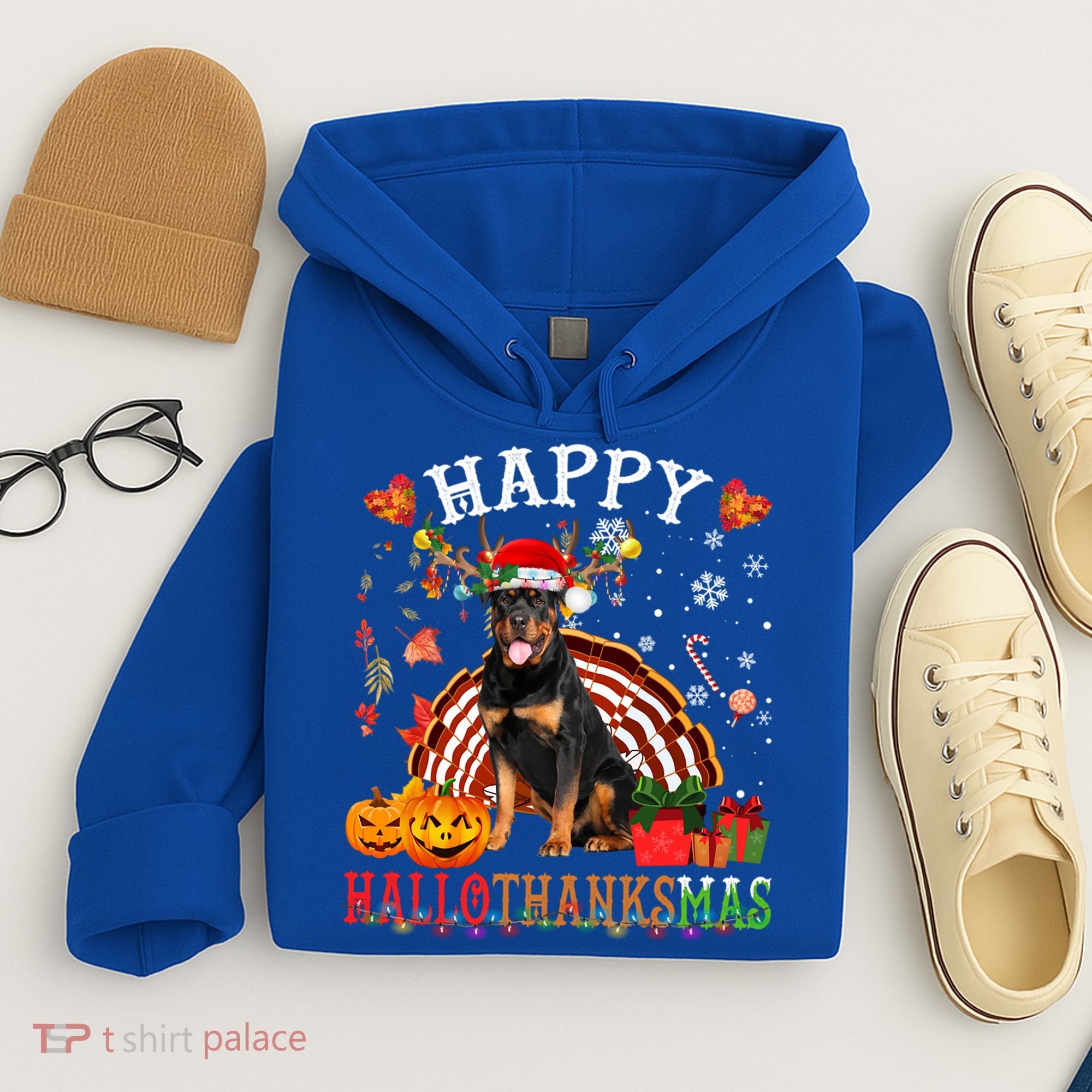 Halloween Thanksgiving Christmas Rottweiler Hallothanksmas Gift Hoodie