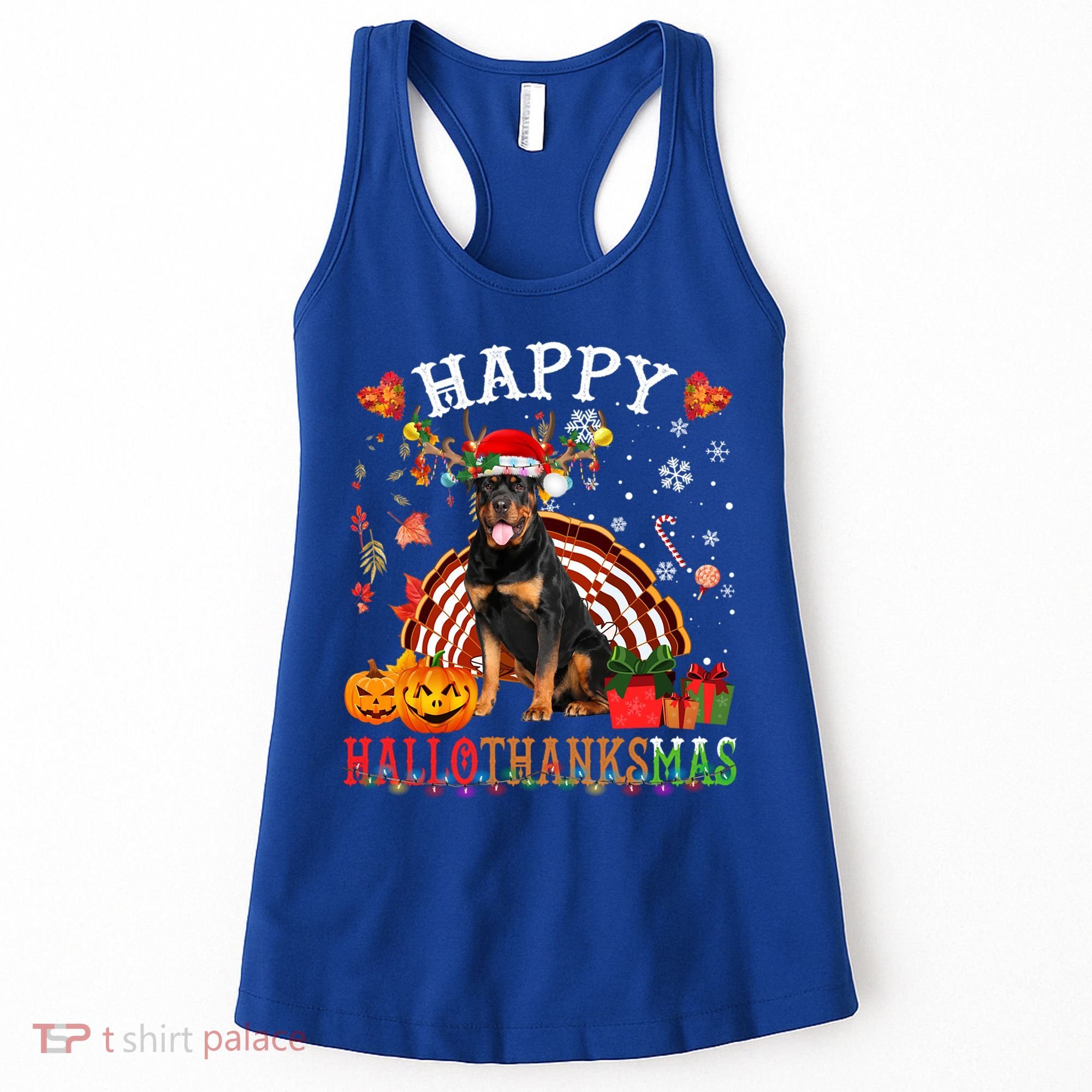 Halloween Thanksgiving Christmas Rottweiler Hallothanksmas Gift Women's Tank Top