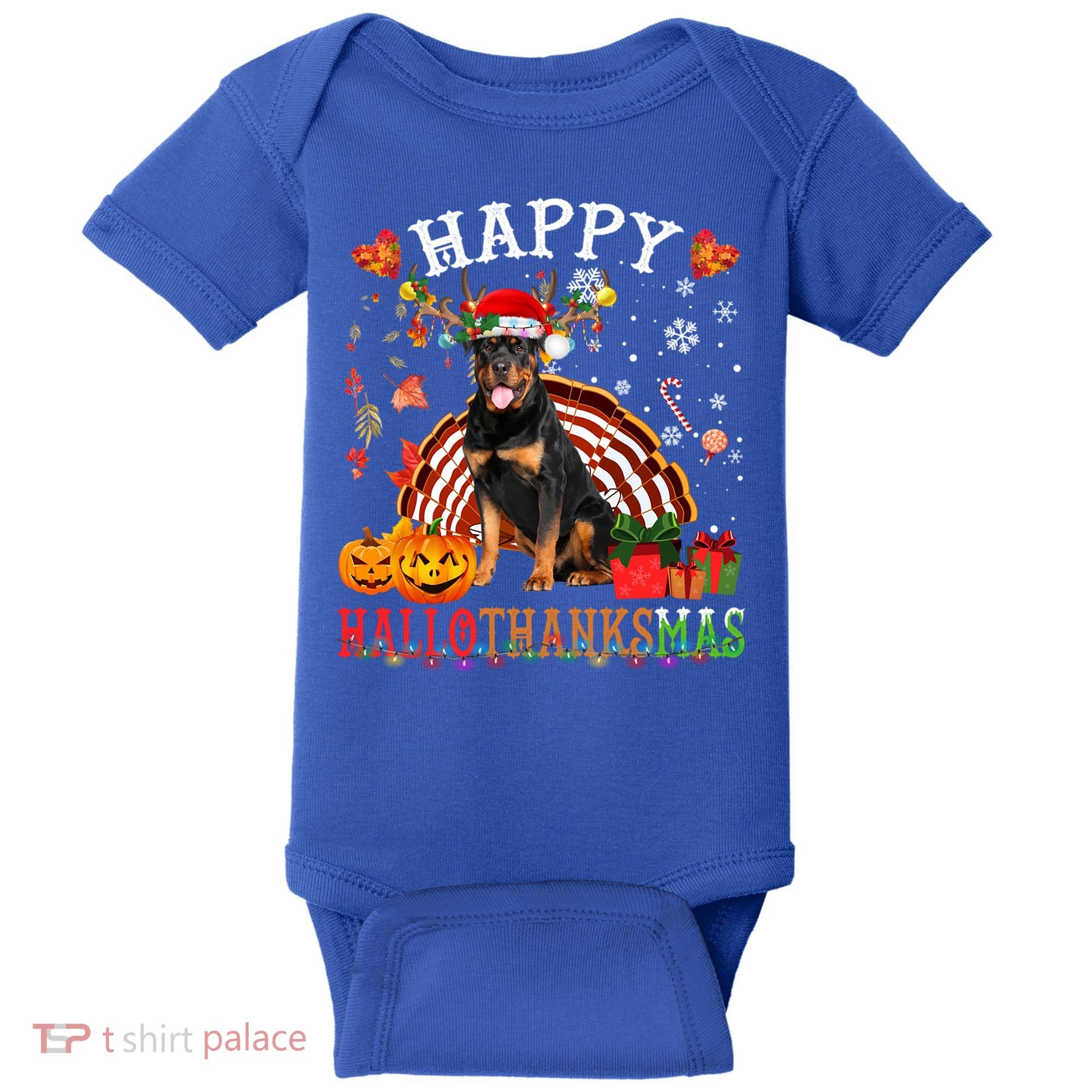 Halloween Thanksgiving Christmas Rottweiler Hallothanksmas Gift Baby Bodysuit