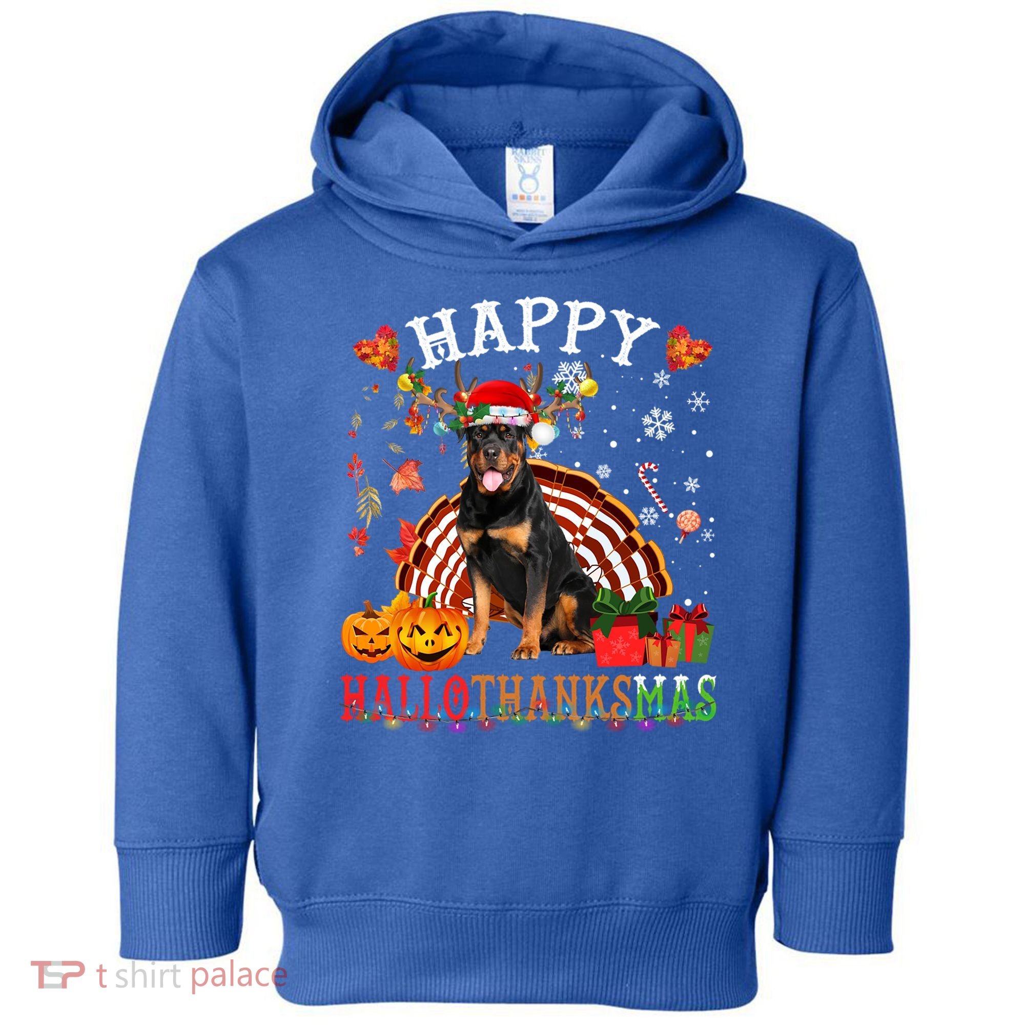Halloween Thanksgiving Christmas Rottweiler Hallothanksmas Gift Toddler Hoodie
