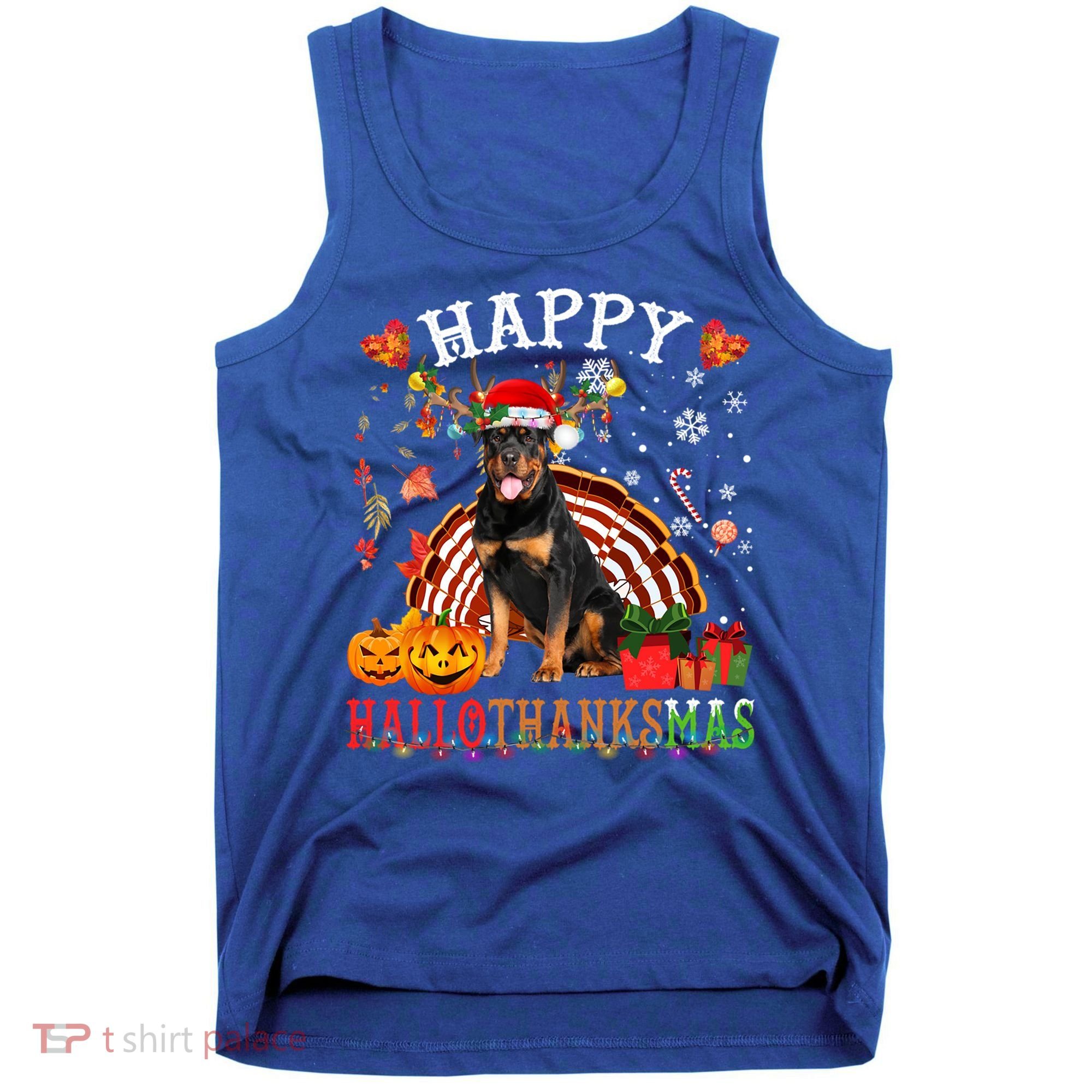 Halloween Thanksgiving Christmas Rottweiler Hallothanksmas Gift Tank Top