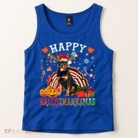 Halloween Thanksgiving Christmas Rottweiler Hallothanksmas Gift Tank Top thumb 2