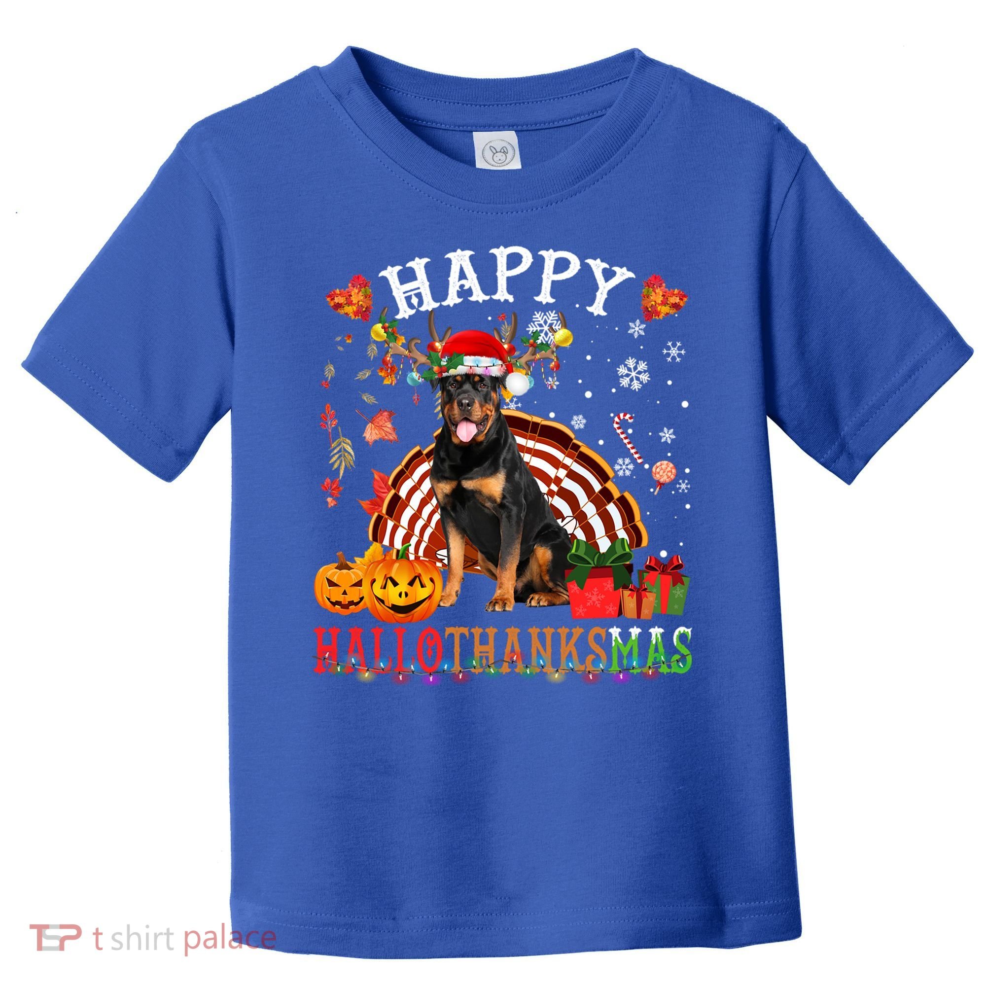 Halloween Thanksgiving Christmas Rottweiler Hallothanksmas Gift Toddler T-Shirt