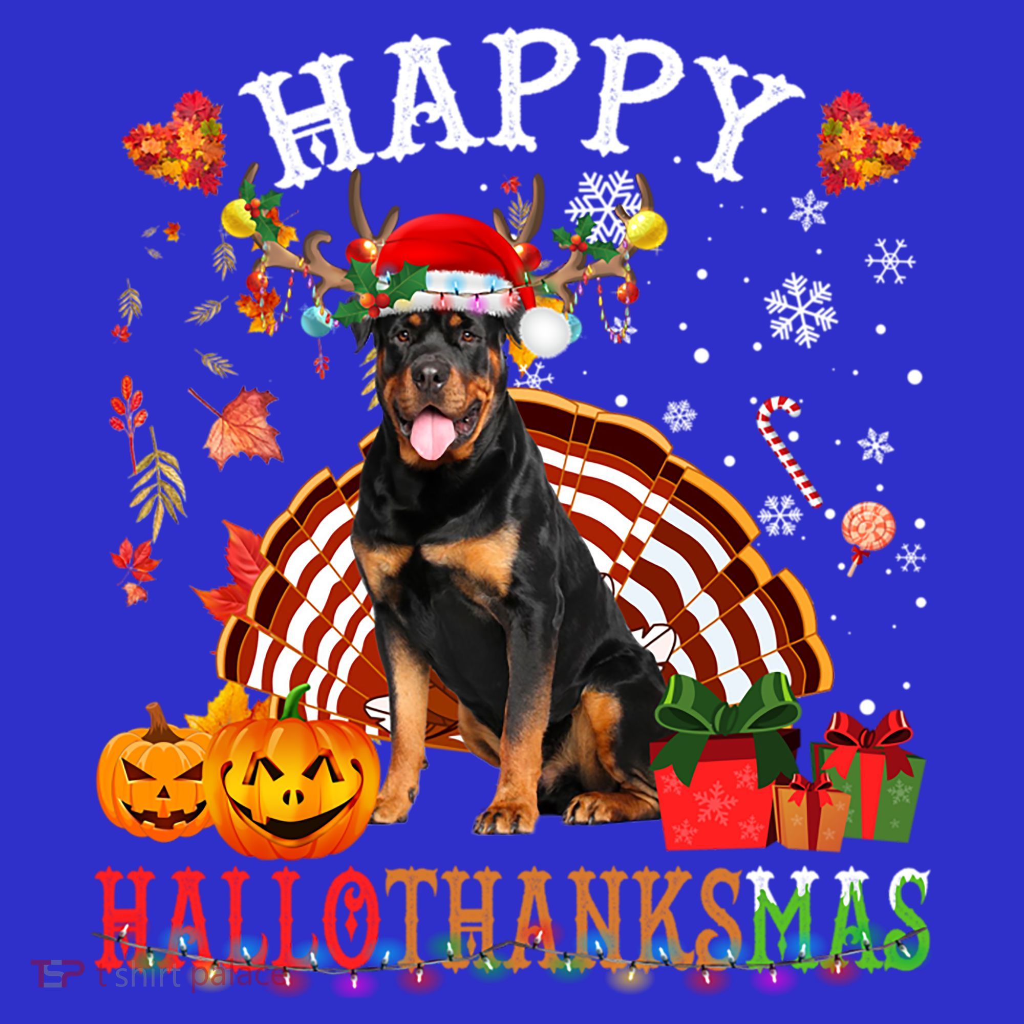 Halloween Thanksgiving Christmas Rottweiler Hallothanksmas Gift Toddler T-Shirt