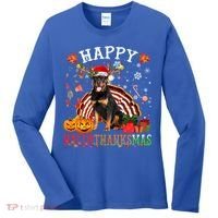 Halloween Thanksgiving Christmas Rottweiler Hallothanksmas Gift Women's Long Sleeve Shirt thumb 0
