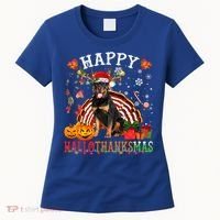 Halloween Thanksgiving Christmas Rottweiler Hallothanksmas Gift Women's T-Shirt thumb 0
