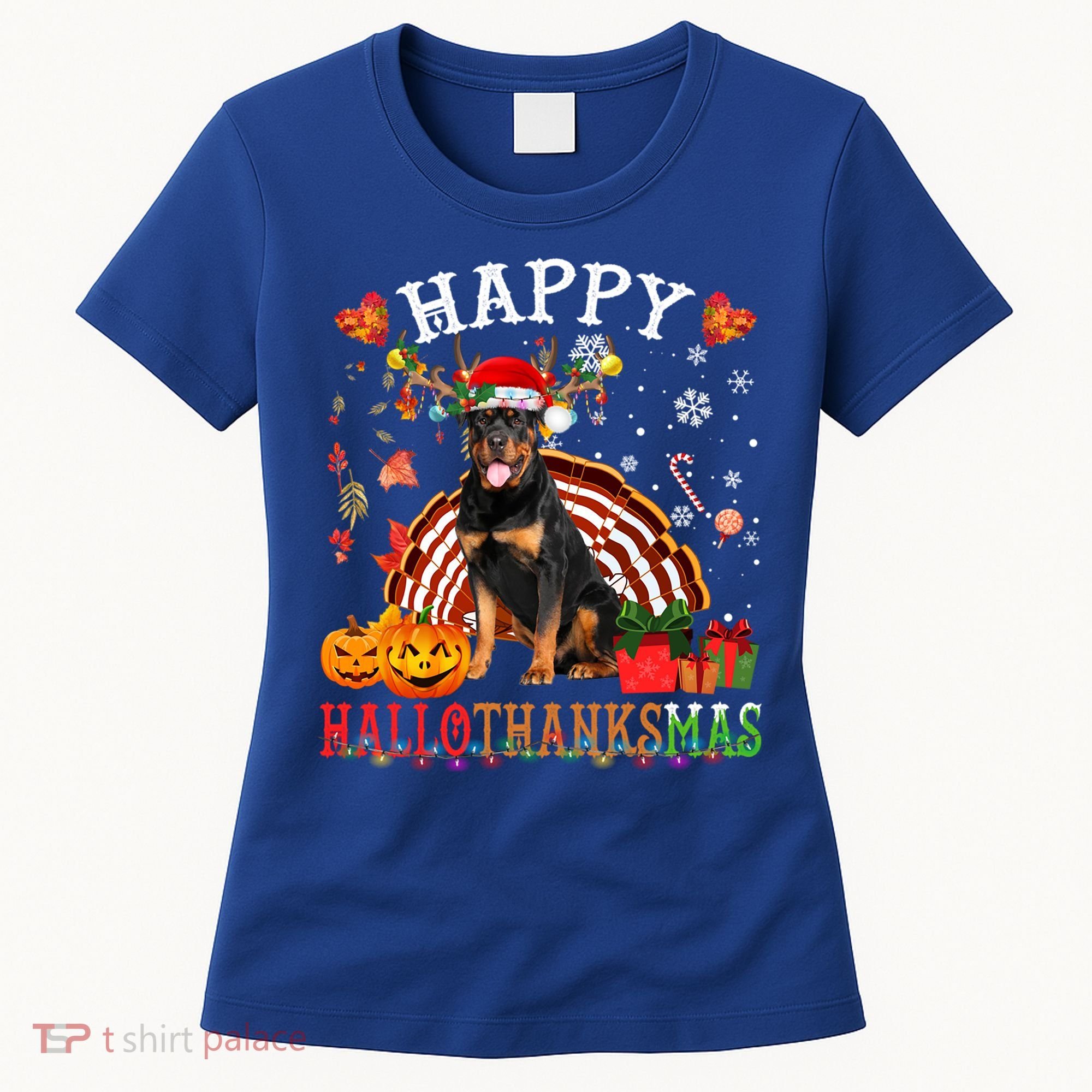 Halloween Thanksgiving Christmas Rottweiler Hallothanksmas Gift Women's T-Shirt
