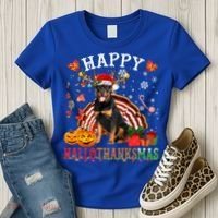 Halloween Thanksgiving Christmas Rottweiler Hallothanksmas Gift Women's T-Shirt thumb 3