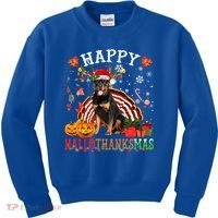 Halloween Thanksgiving Christmas Rottweiler Hallothanksmas Gift Kids Sweatshirt thumb 0
