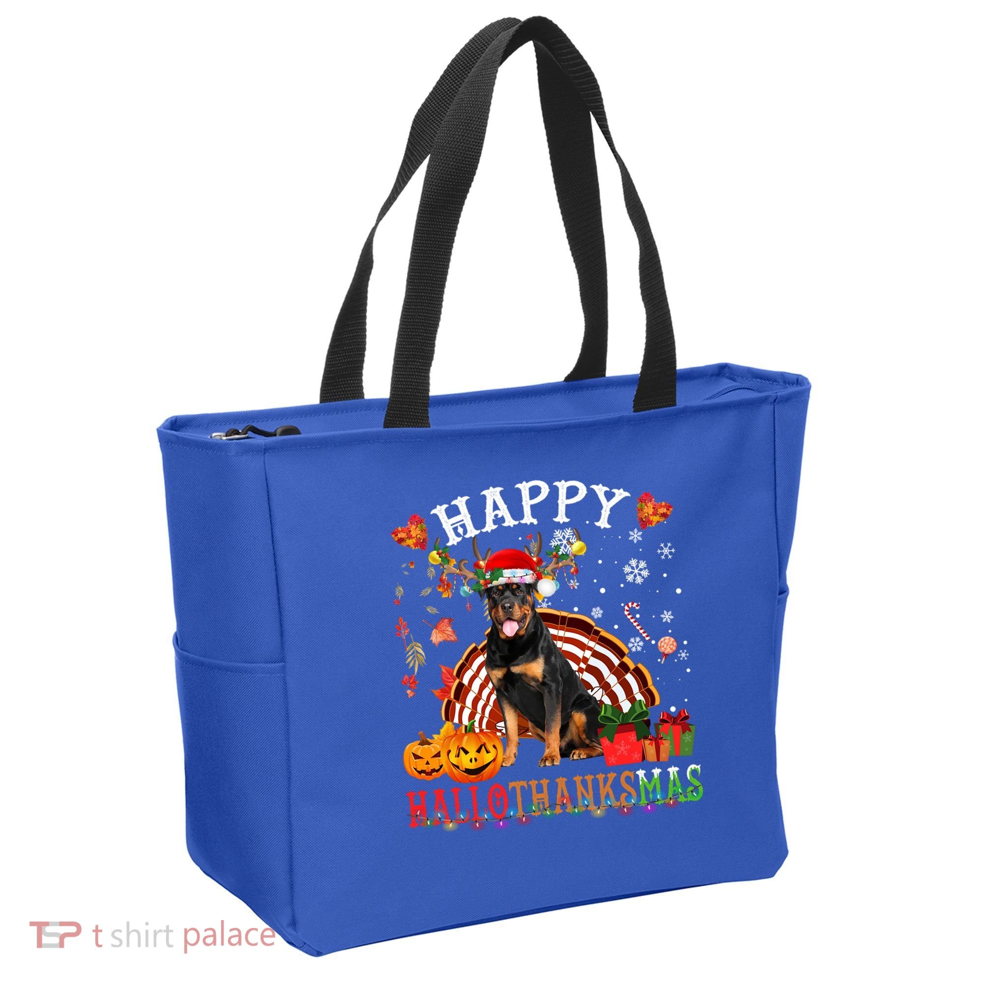 Halloween Thanksgiving Christmas Rottweiler Hallothanksmas Gift Tote Bag