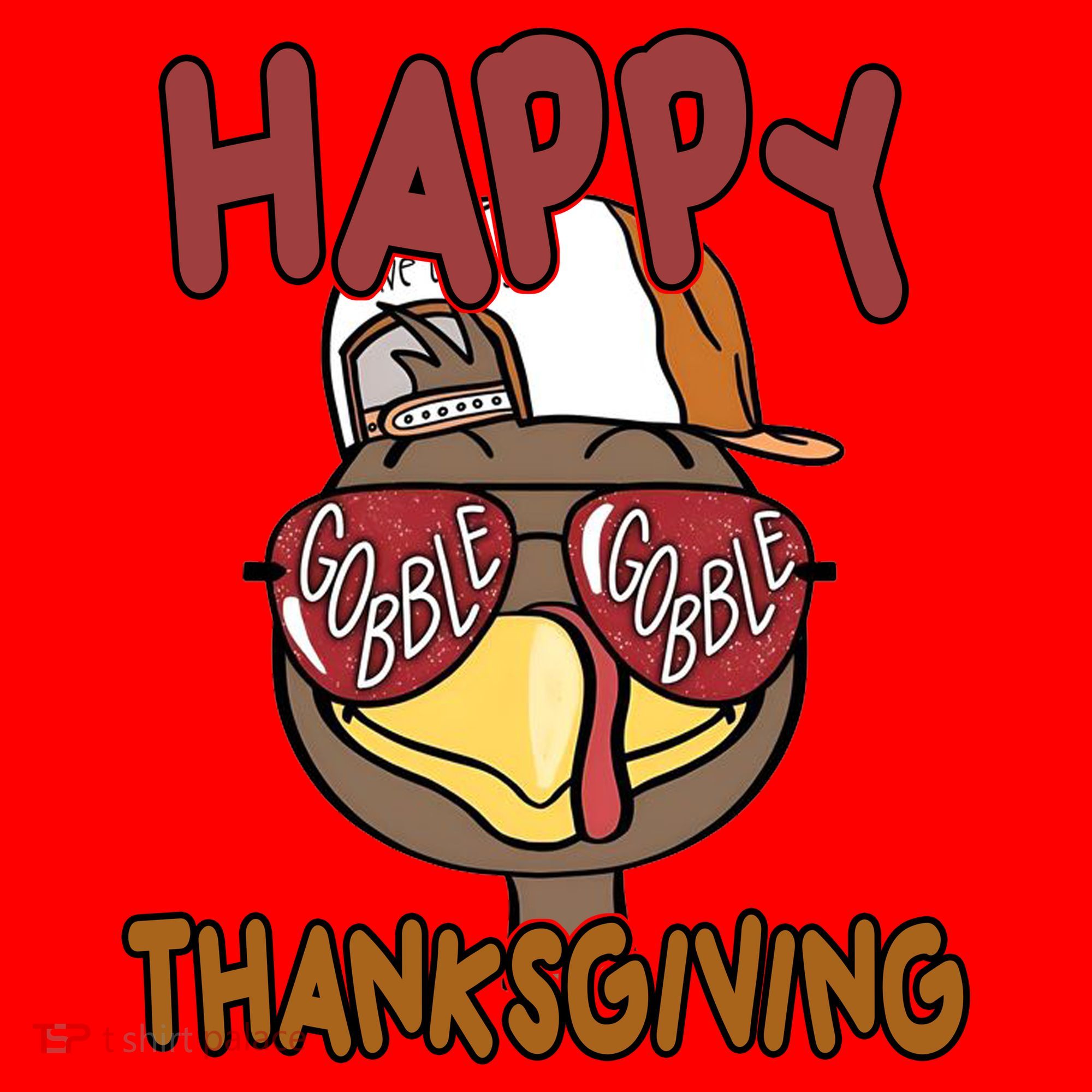 Happy Thanksgiving Cool Gobble Turkey Santa Hat