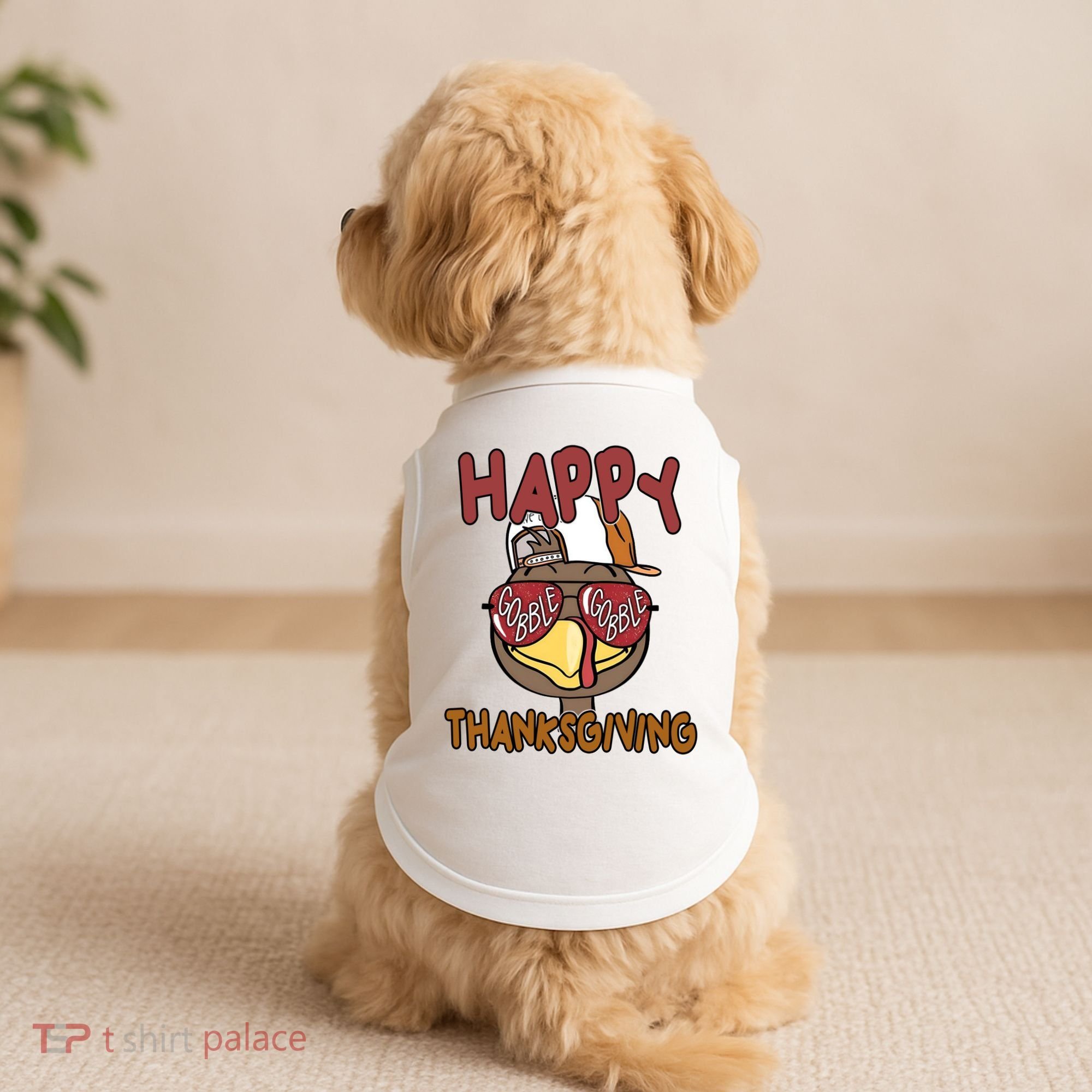 Happy Thanksgiving Cool Gobble Turkey Doggie Tank