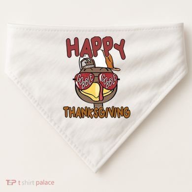 Happy Thanksgiving Cool Gobble Turkey USA-Made Doggie Bandana