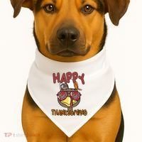 Happy Thanksgiving Cool Gobble Turkey USA-Made Doggie Bandana thumb 1