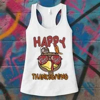 Happy Thanksgiving Cool Gobble Turkey Women's Tank Top thumb 3