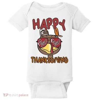 Happy Thanksgiving Cool Gobble Turkey Baby Bodysuit