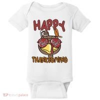 Happy Thanksgiving Cool Gobble Turkey Baby Bodysuit thumb 0