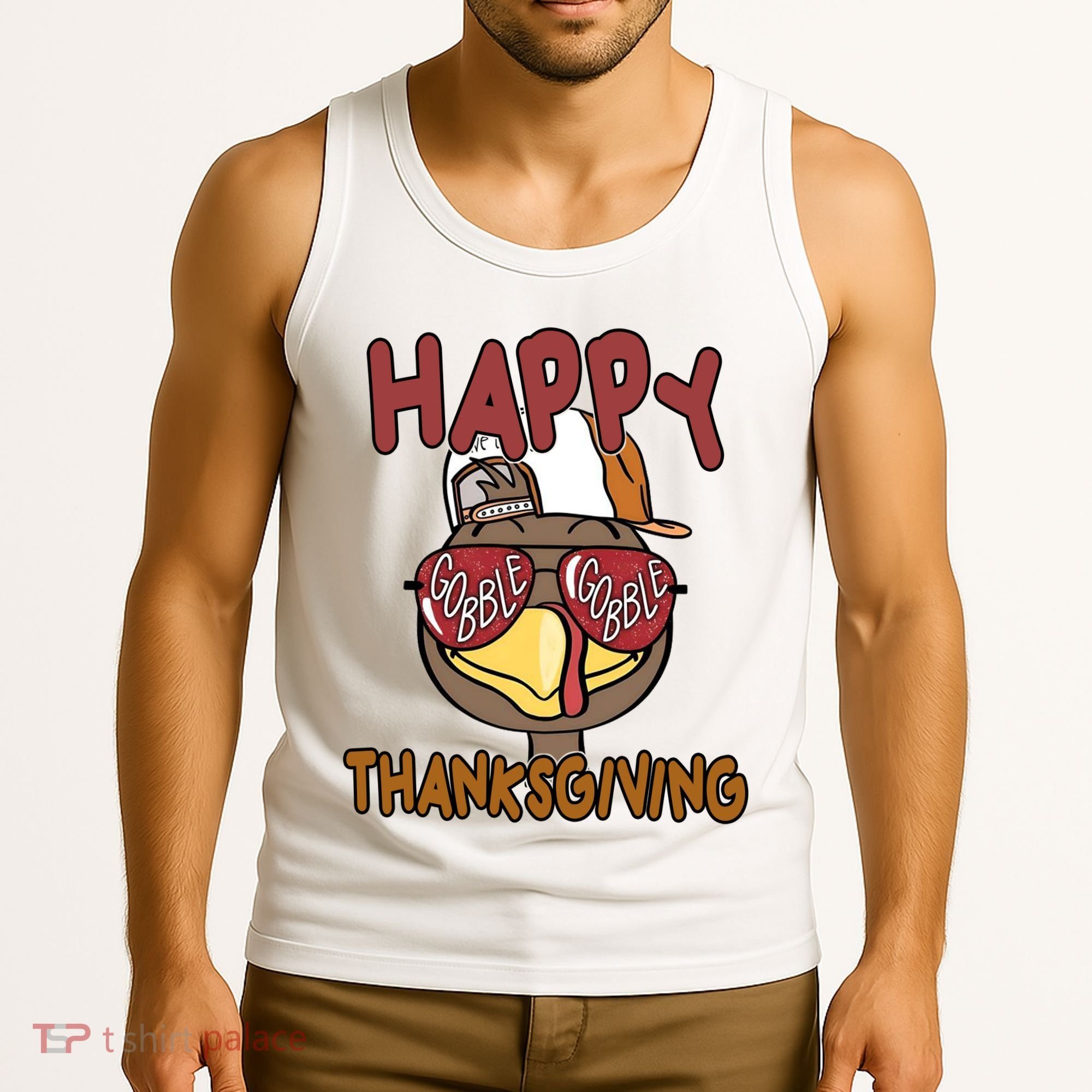 Happy Thanksgiving Cool Gobble Turkey Tank Top