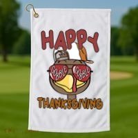 Happy Thanksgiving Cool Gobble Turkey Golf Towel thumb 1