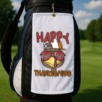 Happy Thanksgiving Cool Gobble Turkey Golf Towel thumb 2