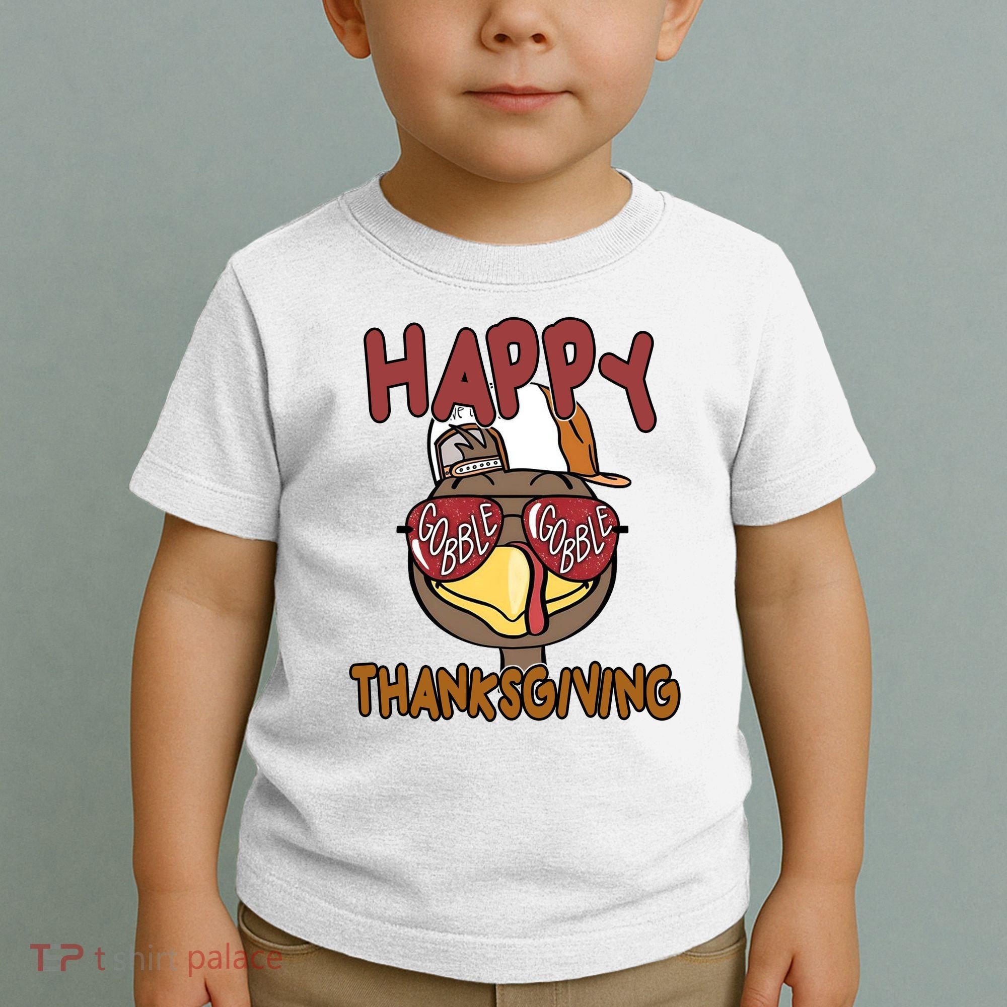 Happy Thanksgiving Cool Gobble Turkey Toddler T-Shirt