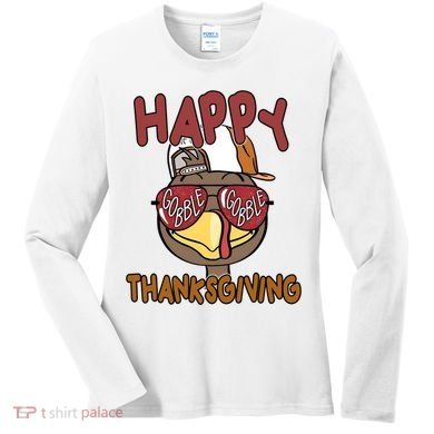 Happy Thanksgiving Cool Gobble Turkey Women's Long Sleeve Shirt
