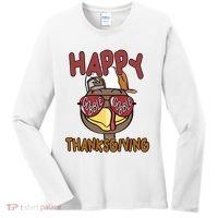 Happy Thanksgiving Cool Gobble Turkey Women's Long Sleeve Shirt thumb 0