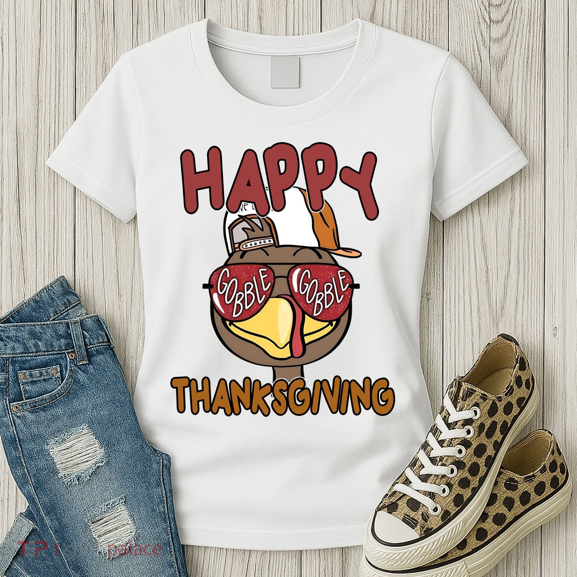Happy Thanksgiving Cool Gobble Turkey Women's T-Shirt