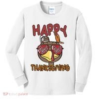 Happy Thanksgiving Cool Gobble Turkey Kids Long Sleeve Shirt thumb 0