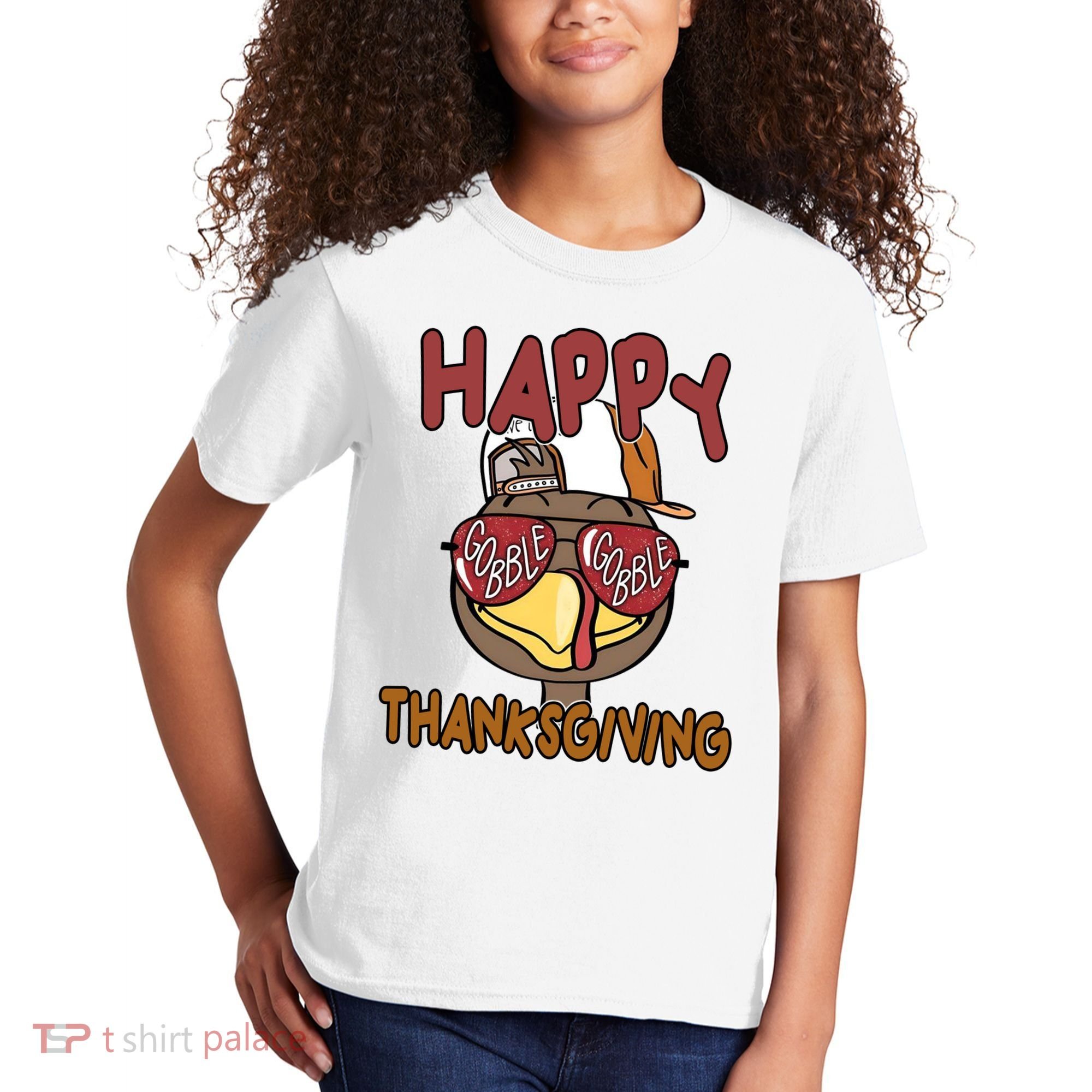 Happy Thanksgiving Cool Gobble Turkey Kids T-Shirt