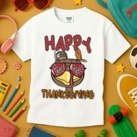 Happy Thanksgiving Cool Gobble Turkey Kids T-Shirt thumb 3