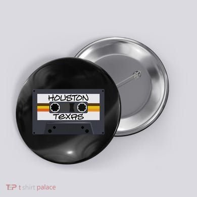Houston Texas Cassette Tape Button