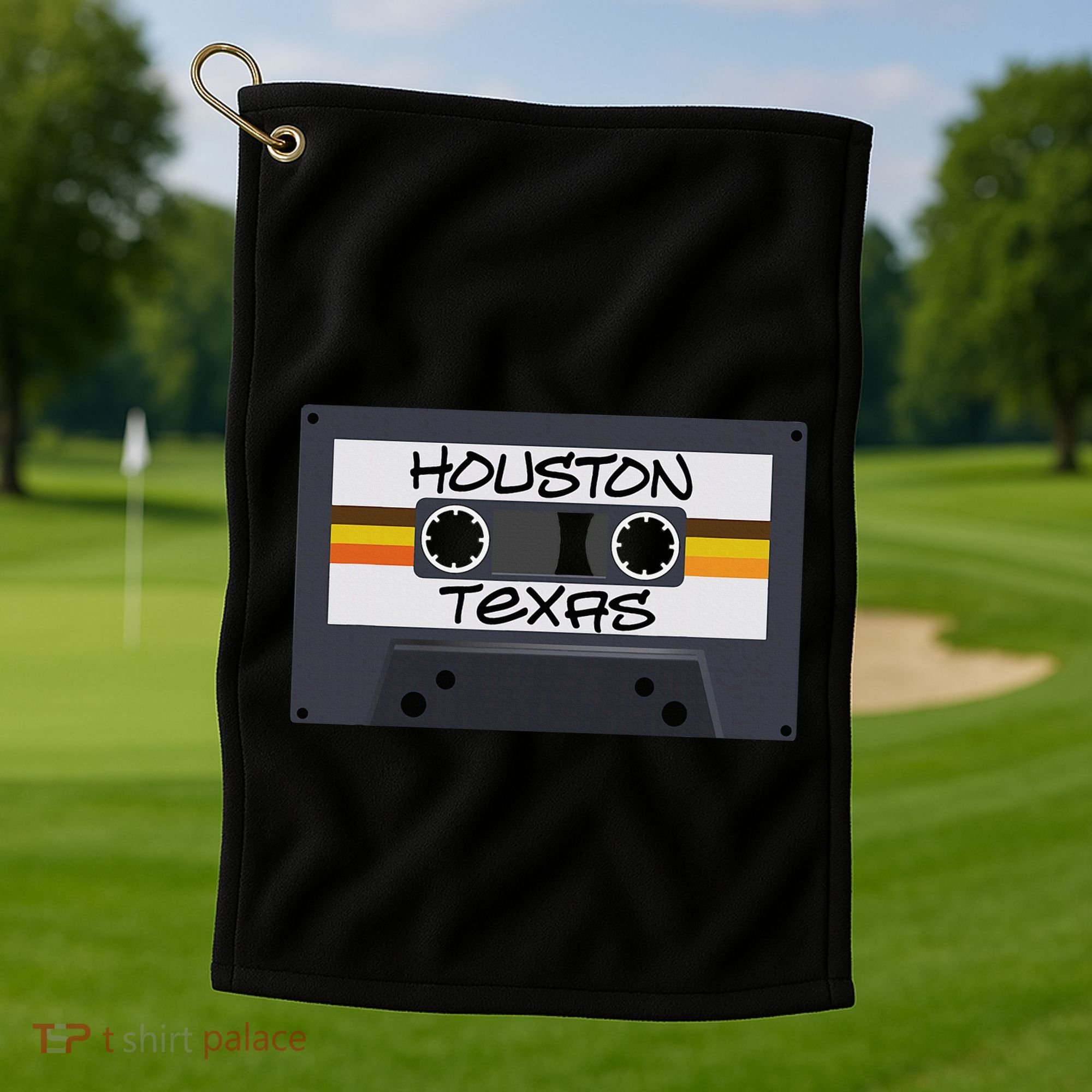 Houston Texas Cassette Tape Golf Towel