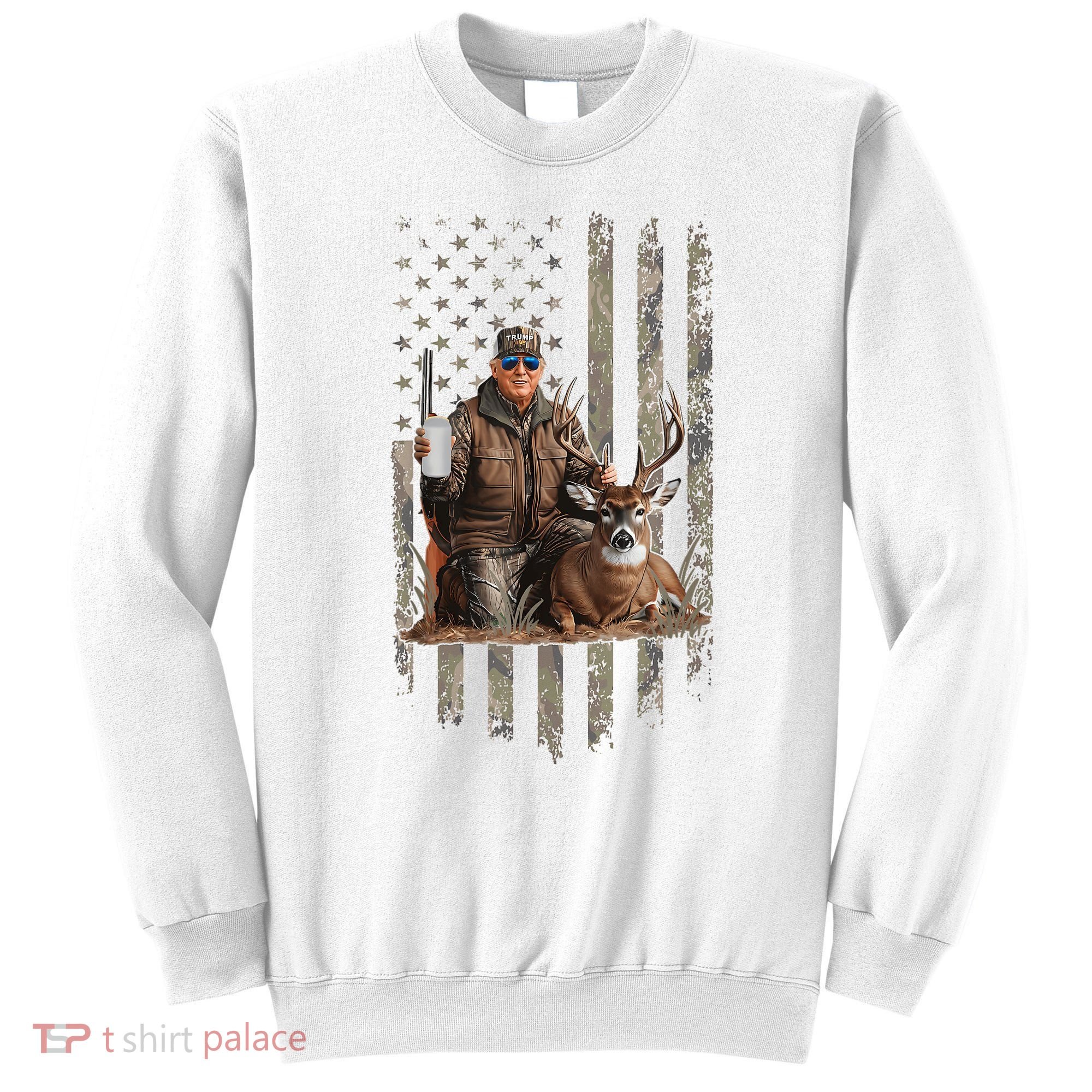 Hunting Trump Camouflage Usa Flag Deer Hunting Season Maga Sweatshirt
