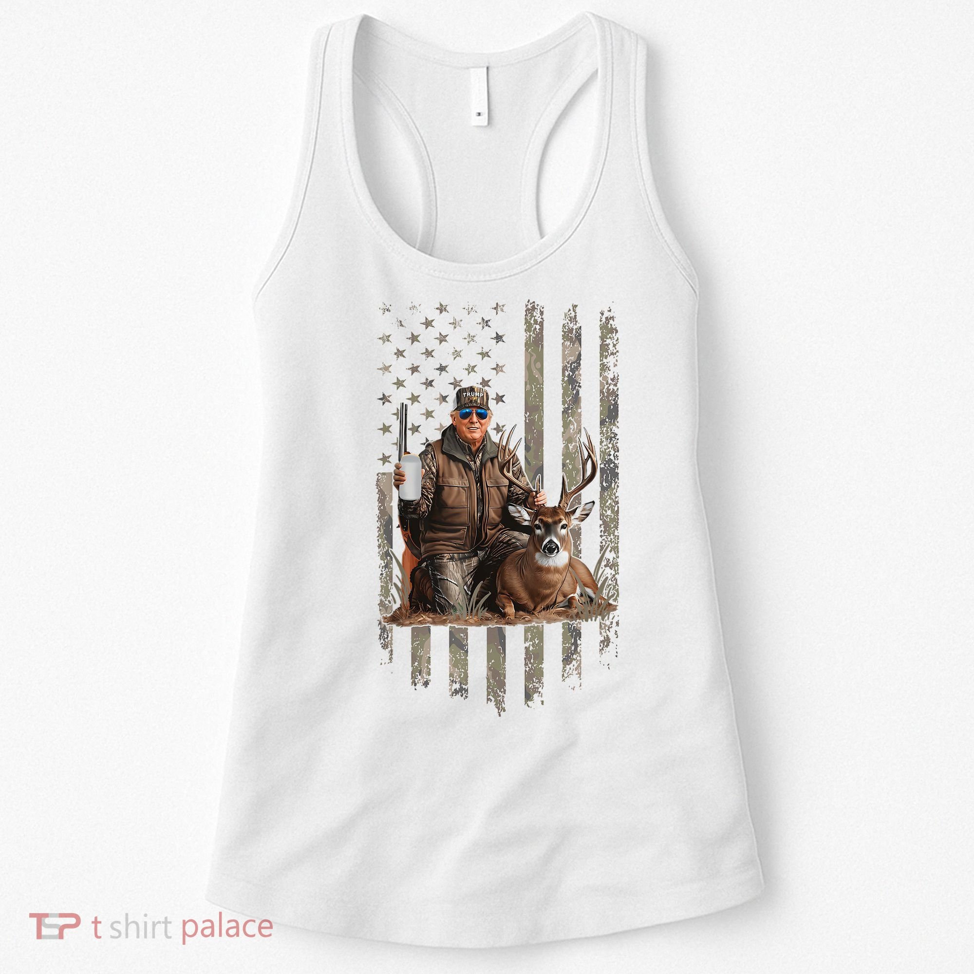 Hunting Trump Camouflage Usa Flag Deer Hunting Season Maga Women's Tank Top