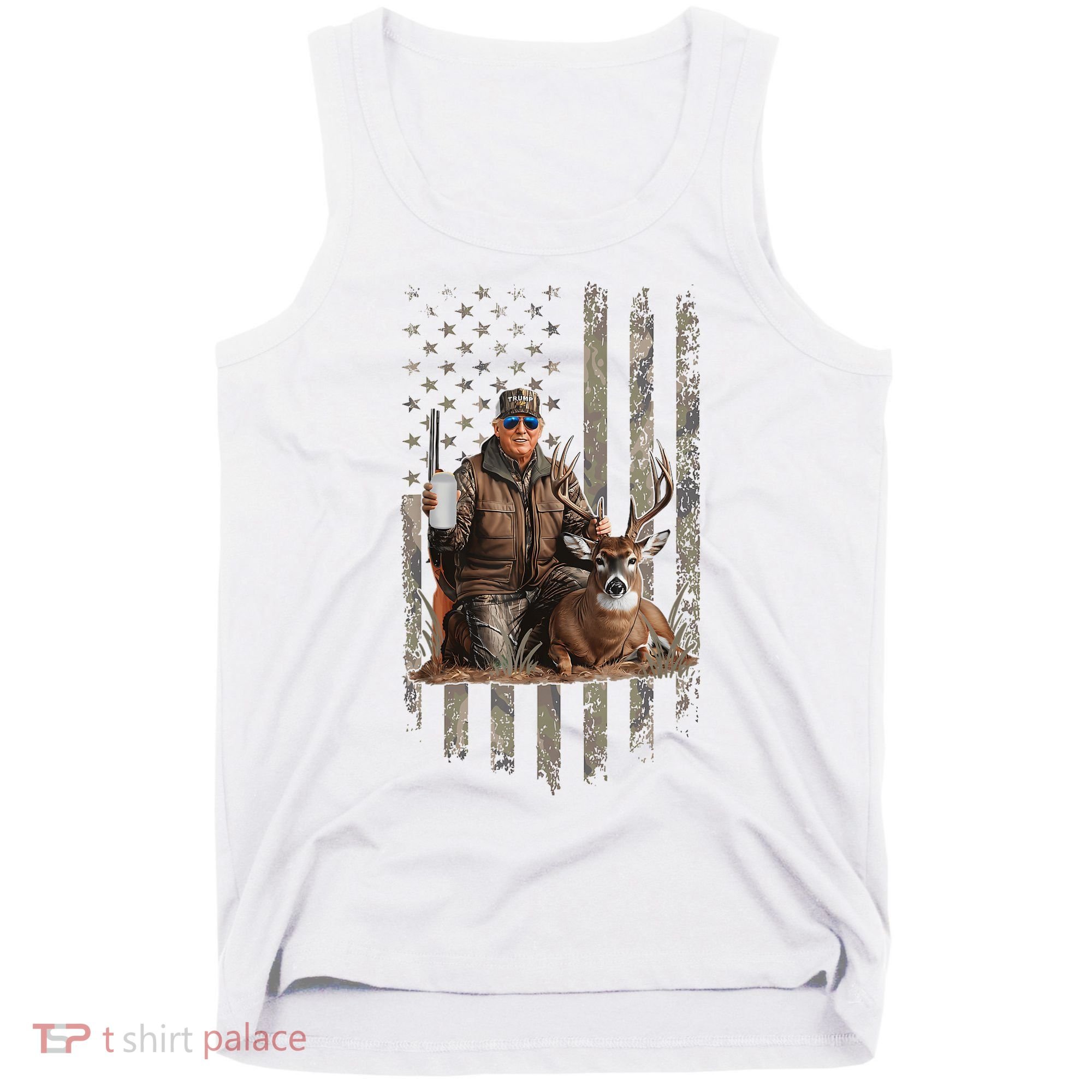 Hunting Trump Camouflage Usa Flag Deer Hunting Season Maga Tank Top