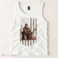 Hunting Trump Camouflage Usa Flag Deer Hunting Season Maga Tank Top thumb 2