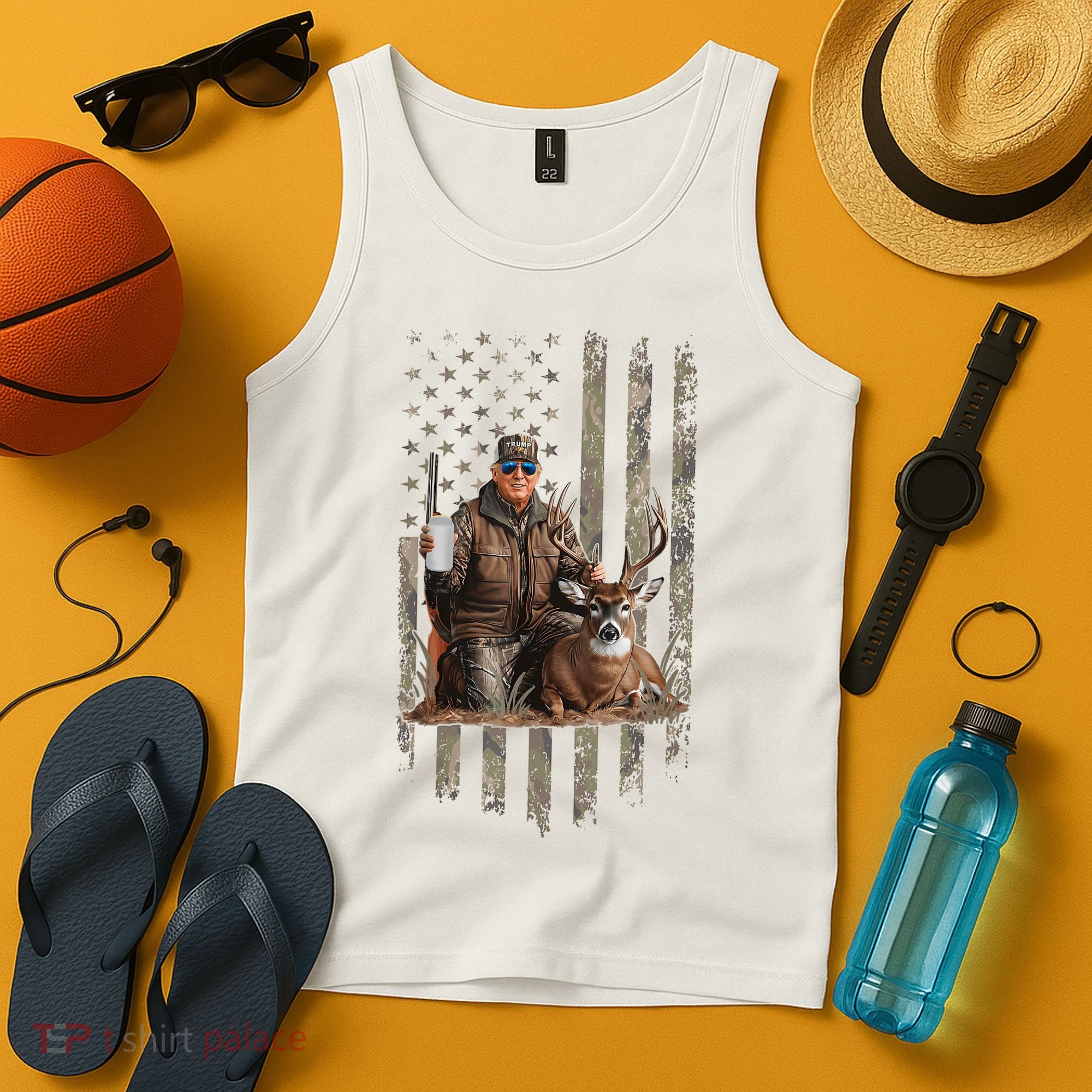 Hunting Trump Camouflage Usa Flag Deer Hunting Season Maga Tank Top