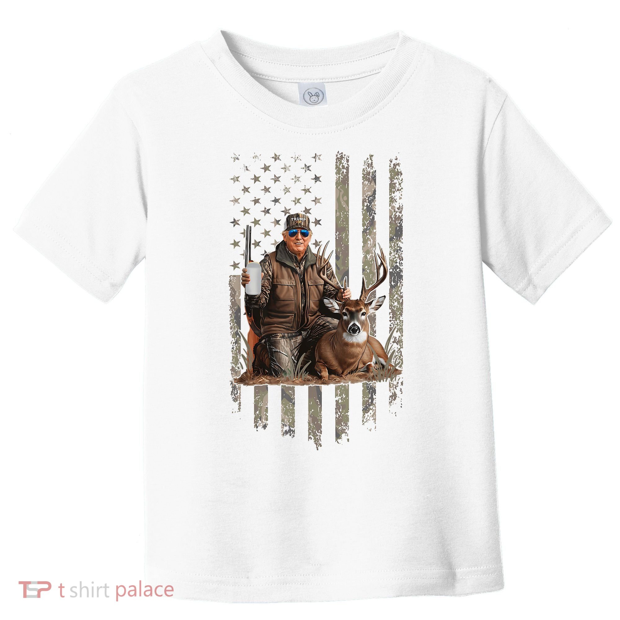 Hunting Trump Camouflage Usa Flag Deer Hunting Season Maga Toddler T-Shirt