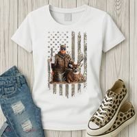 Hunting Trump Camouflage Usa Flag Deer Hunting Season Maga Women's T-Shirt thumb 3