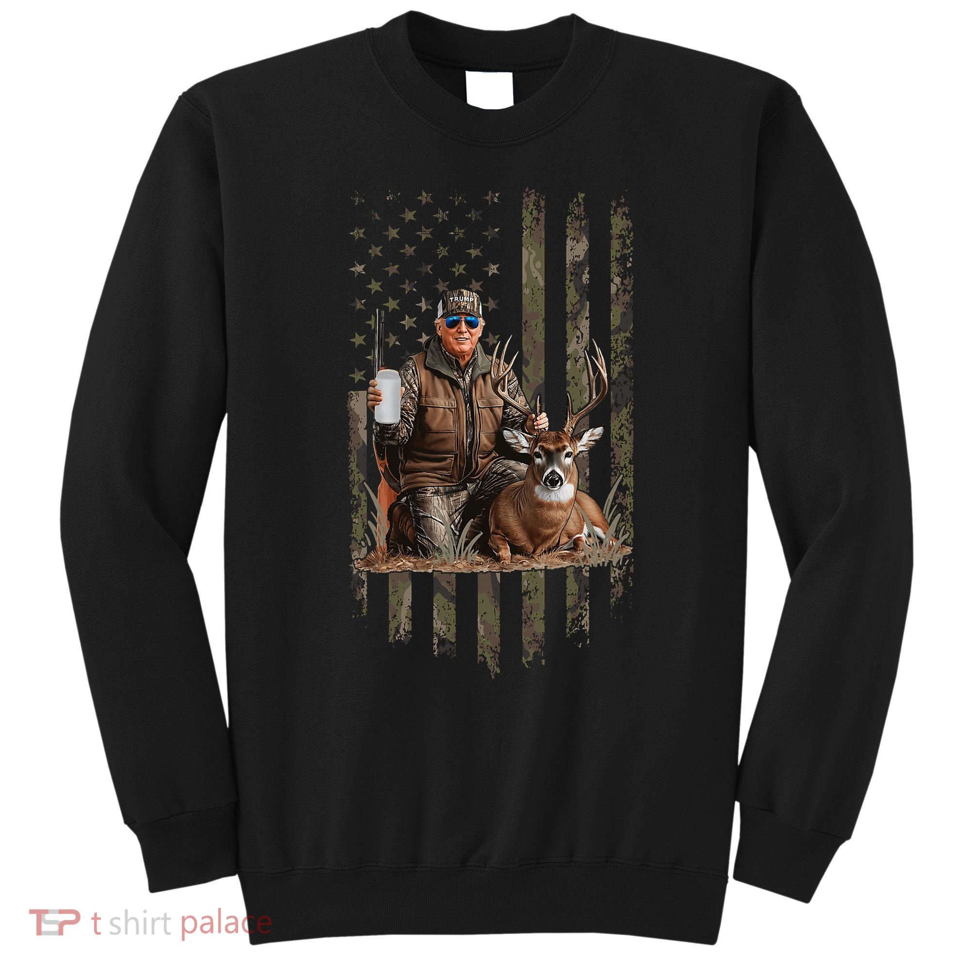 Hunting Trump Camouflage Usa Flag Deer Hunting Season Maga Sweatshirt