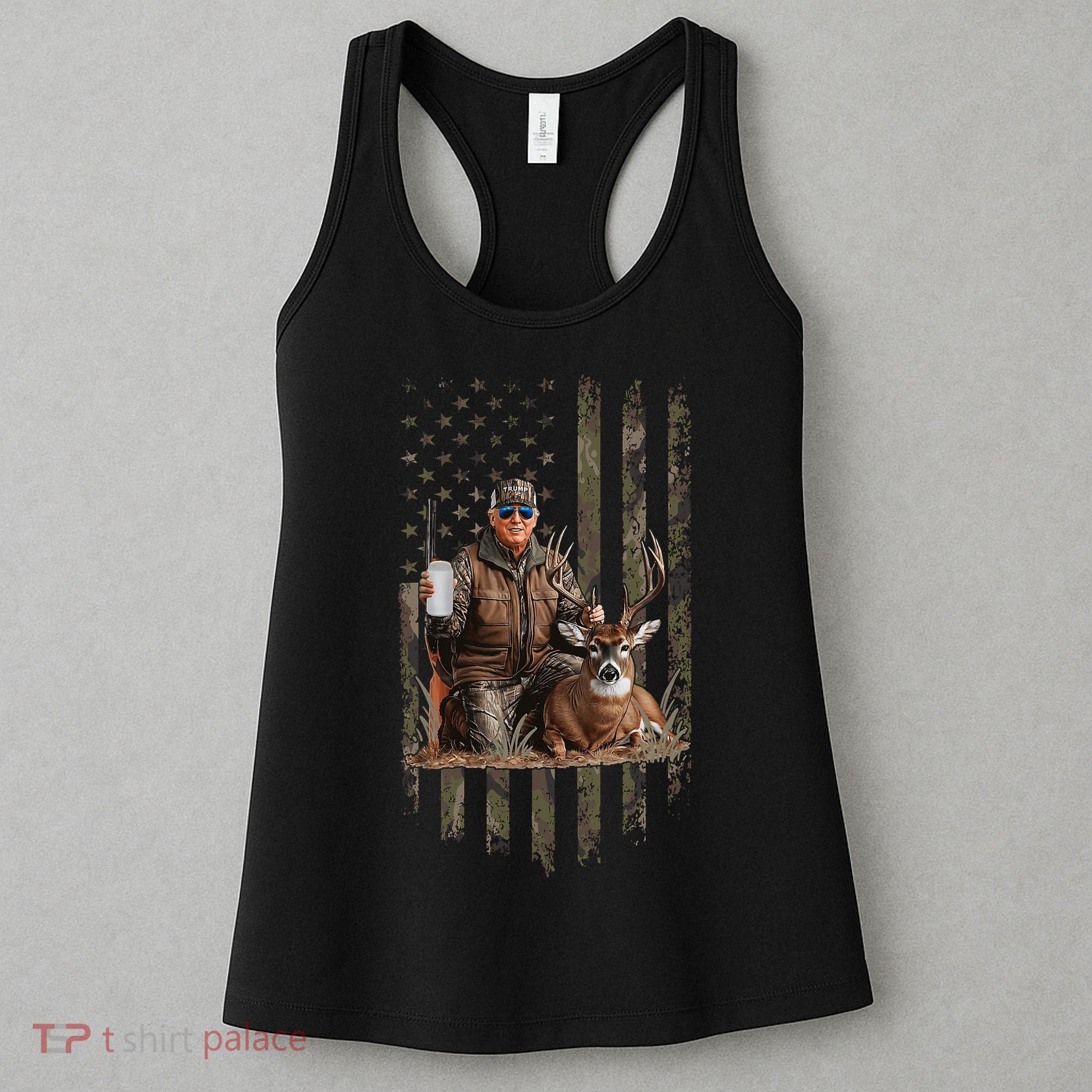 Hunting Trump Camouflage Usa Flag Deer Hunting Season Maga Women's Tank Top