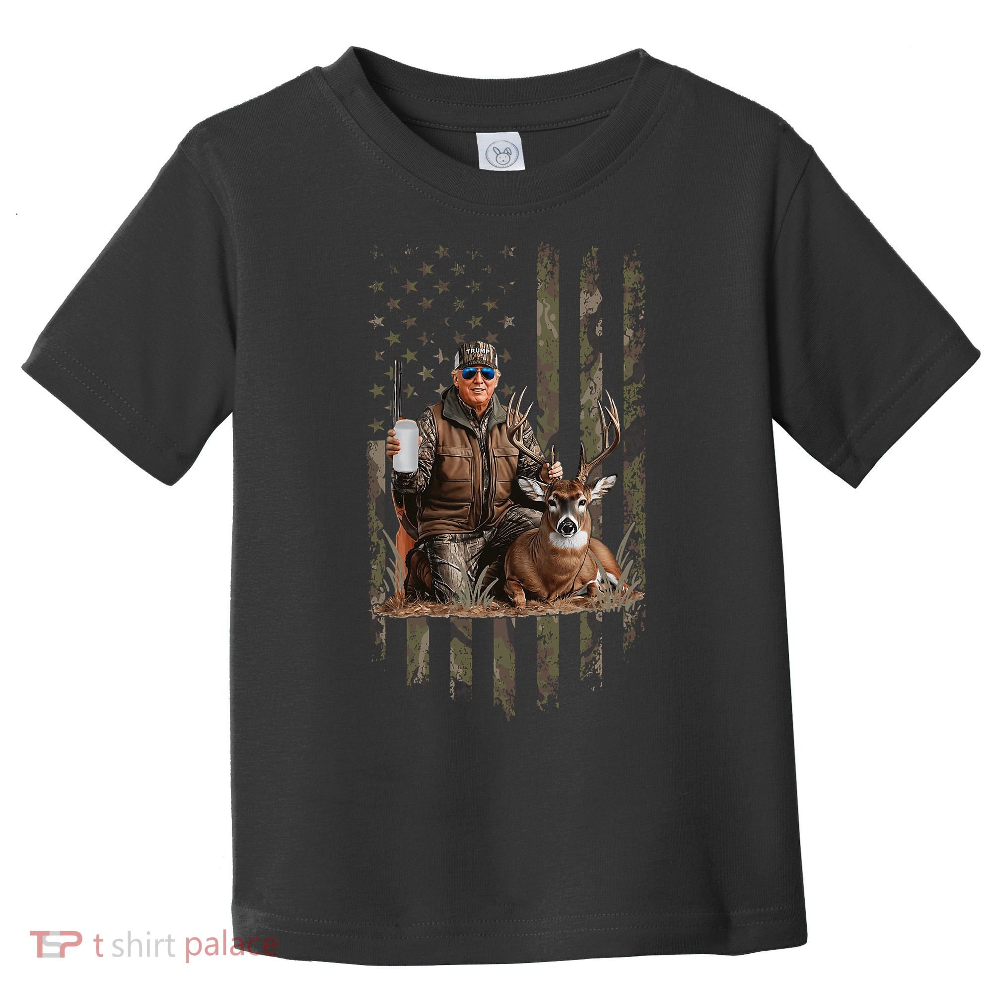 Hunting Trump Camouflage Usa Flag Deer Hunting Season Maga Toddler T-Shirt