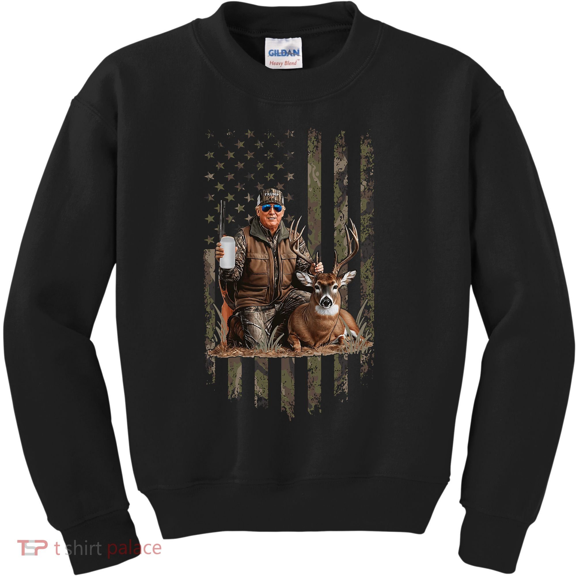 Hunting Trump Camouflage Usa Flag Deer Hunting Season Maga Kids Sweatshirt
