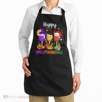 Halloween Thanksgiving Christmas Happy Hallothanksmas Wine Apron thumb 2