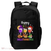 Halloween Thanksgiving Christmas Happy Hallothanksmas Wine Backpack thumb 0